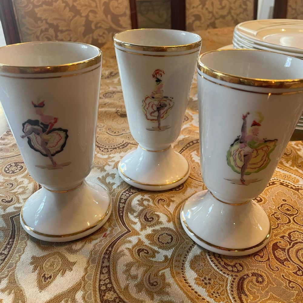 French Limoges Elegant Vintage White and Gold Goblets 3